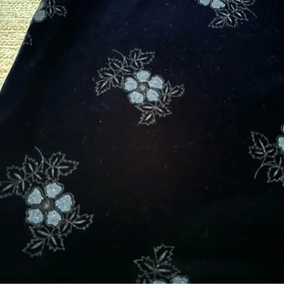 Vintage 90’s Navy velvet floral maxi dress short sleeves high neck size 4 petite - Picture 3 of 10